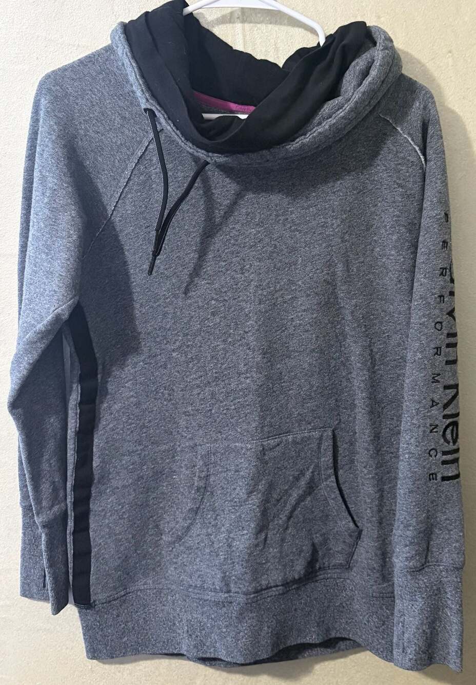 Calvin Klein Performance Gray Cowl Neck Pullover Hoodie with Pocket